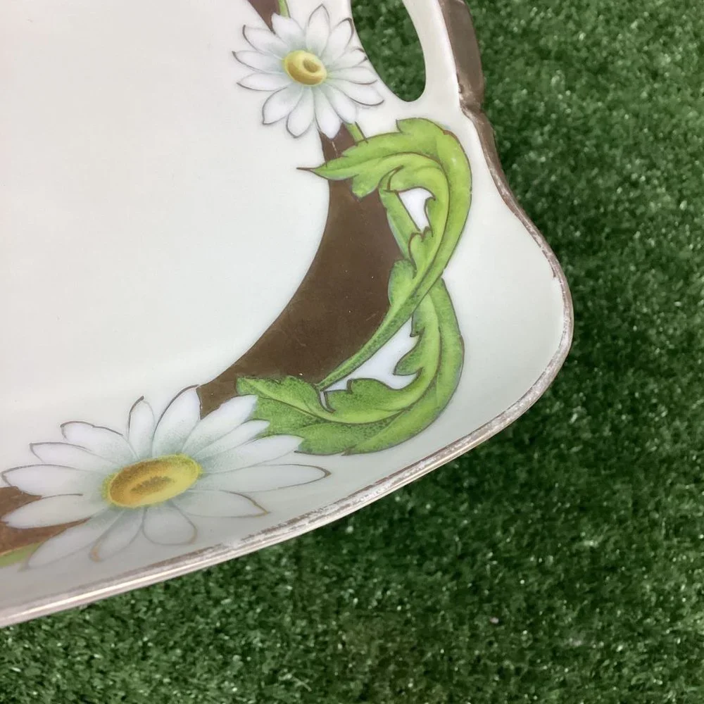 Antique Bavaria Porcelain Hand Painted Daisy Platter Small